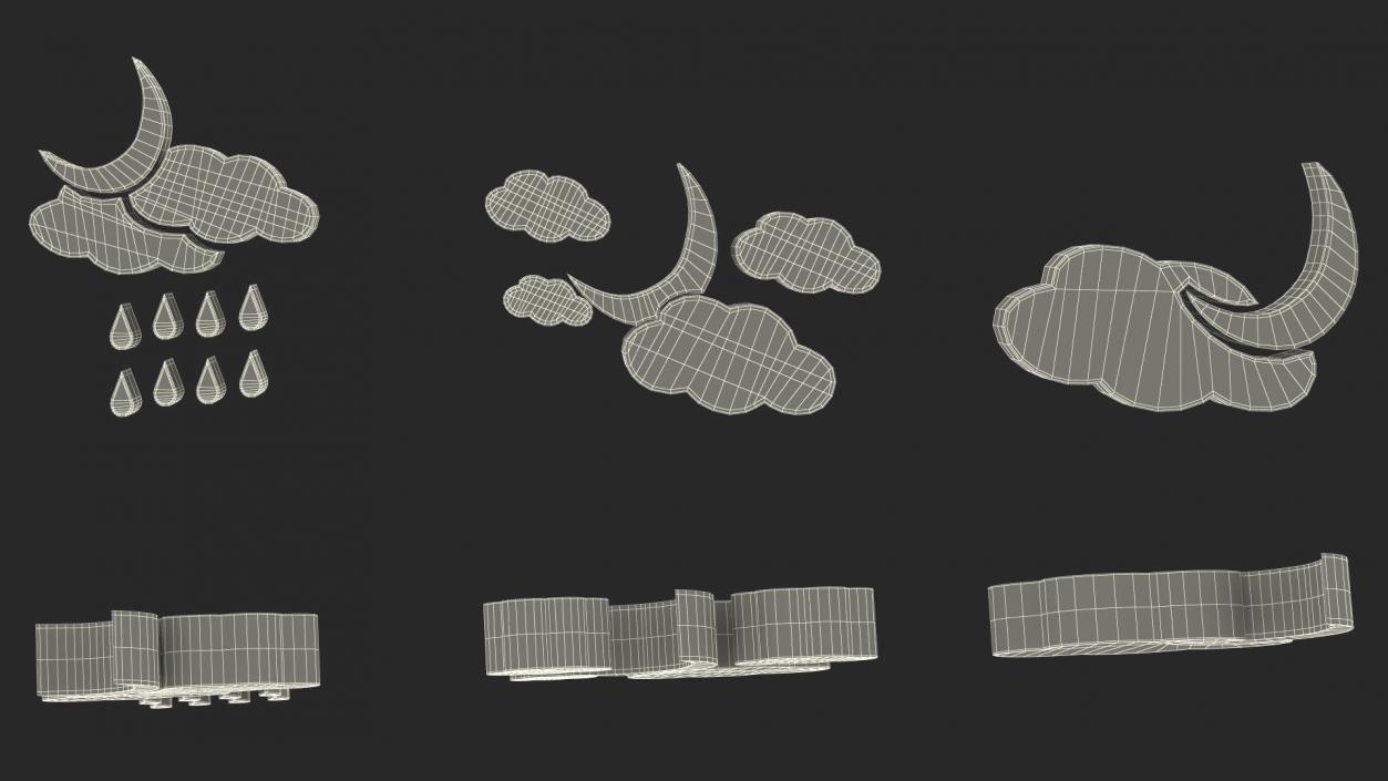 3D Meteorology Symbols with Moon Set model
