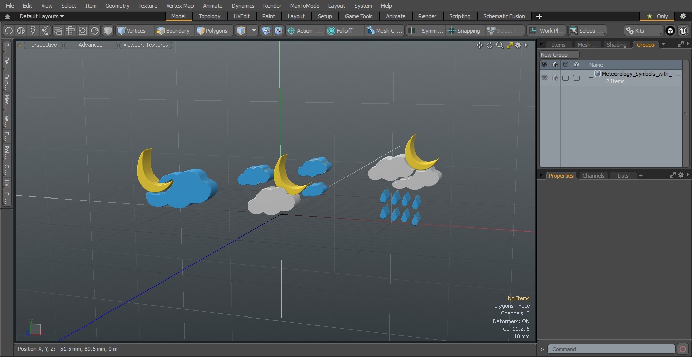 3D Meteorology Symbols with Moon Set model