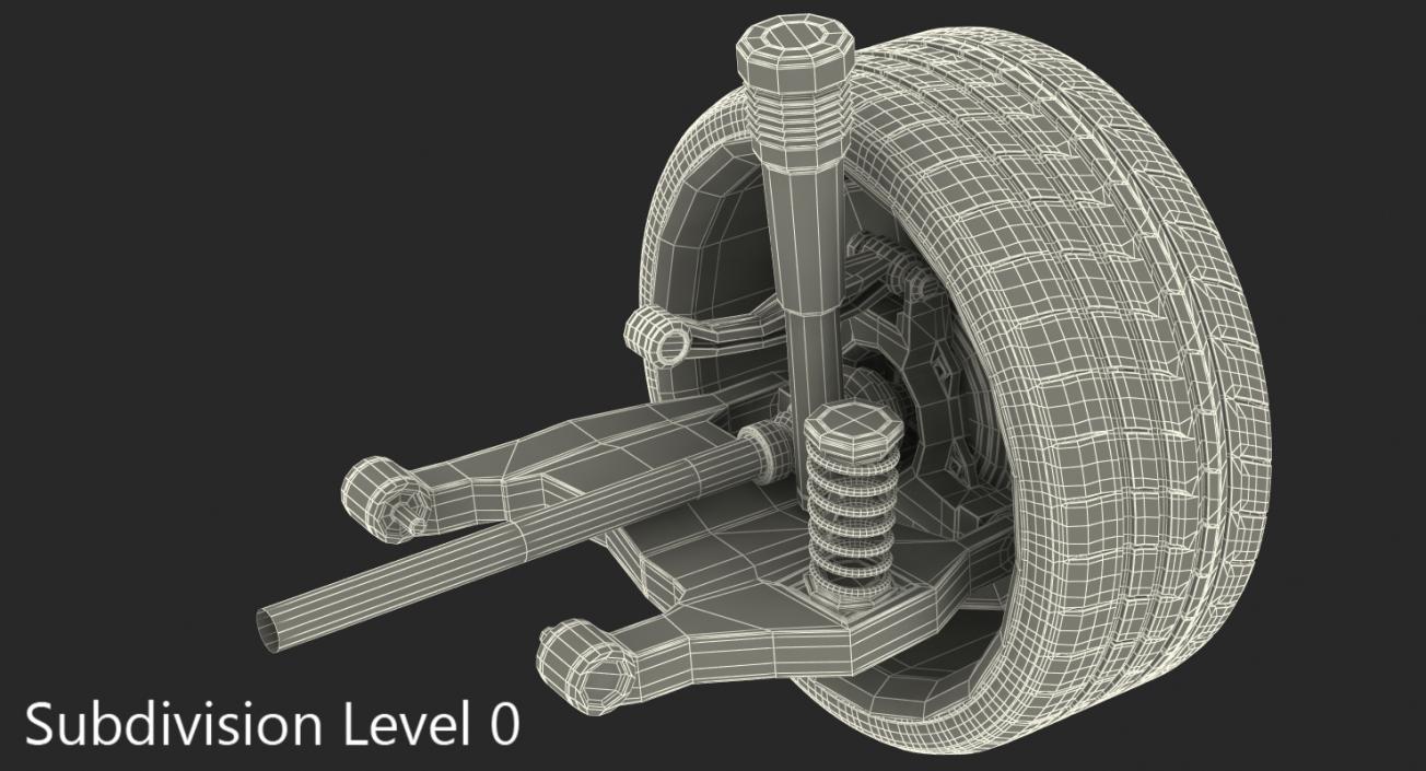 3D model Car Rear Suspension with Wheel
