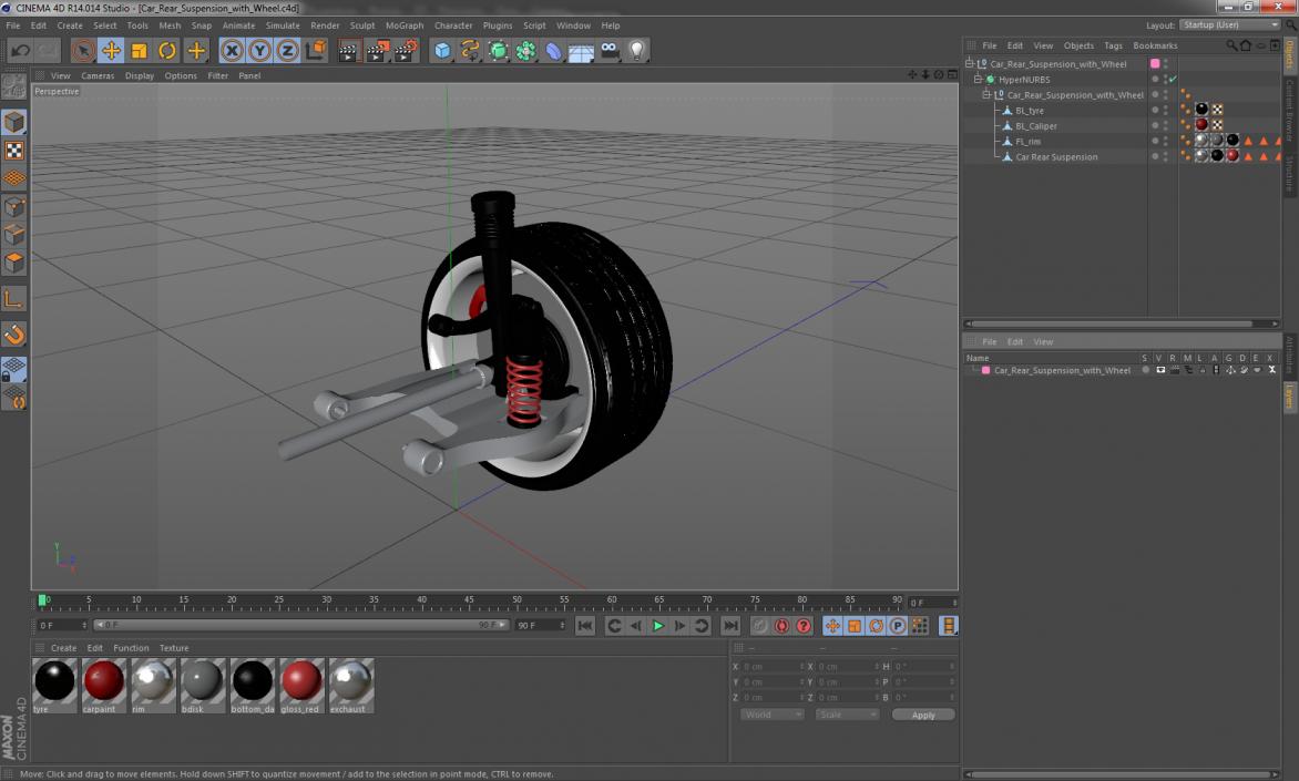 3D model Car Rear Suspension with Wheel