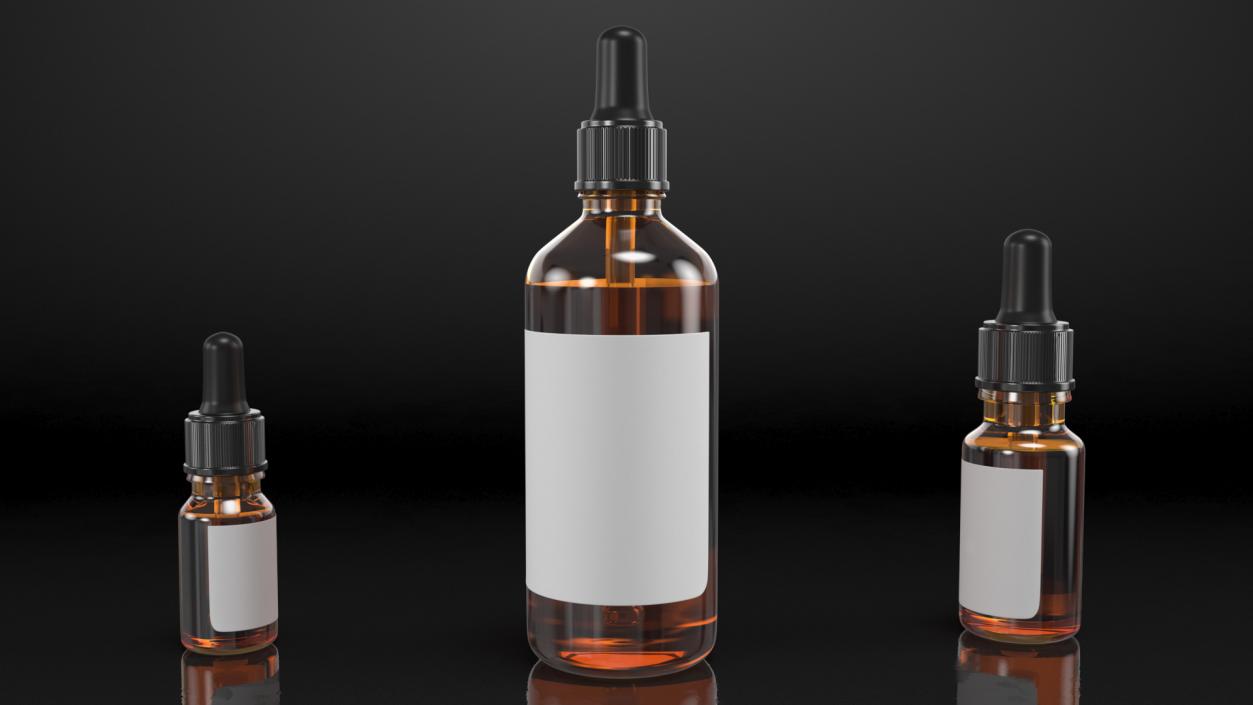3D Amber Glass Dropper Bottles Set