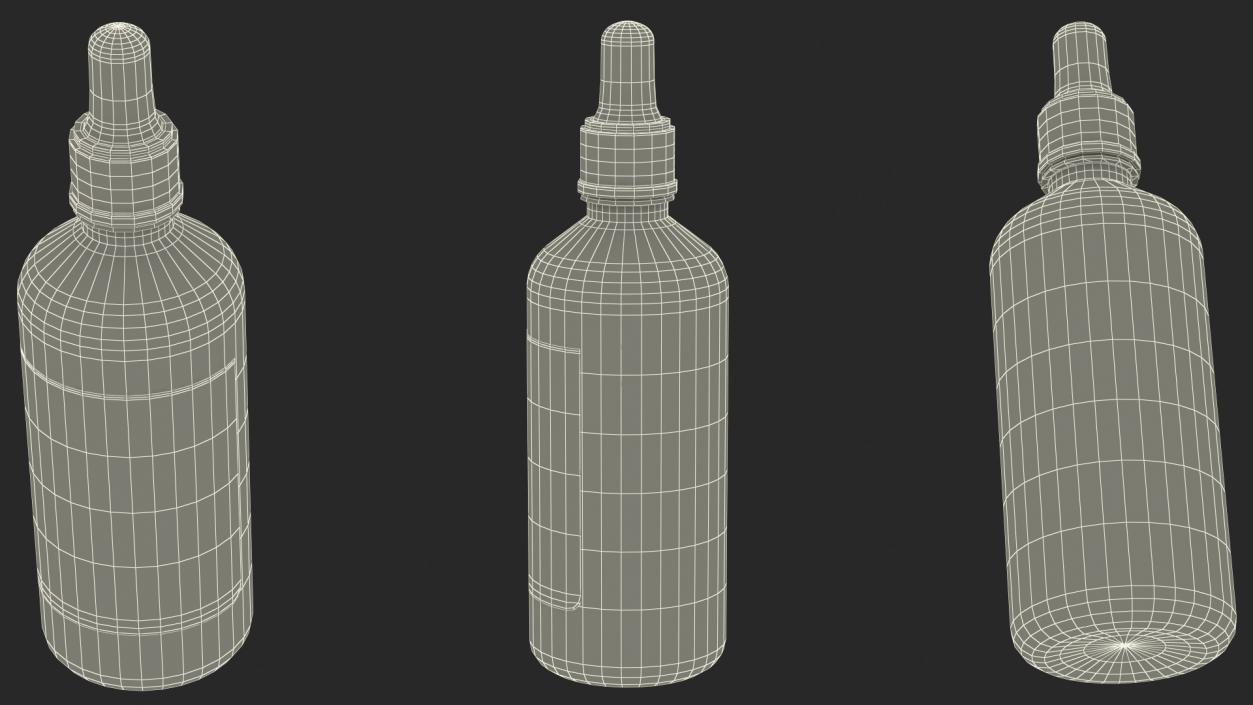 3D Amber Glass Dropper Bottles Set