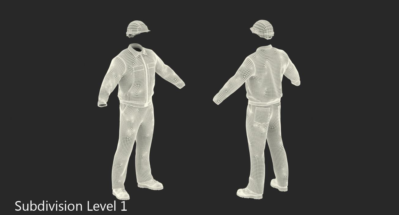 Boiler Suit Coverall with Safety Helmet 3D model