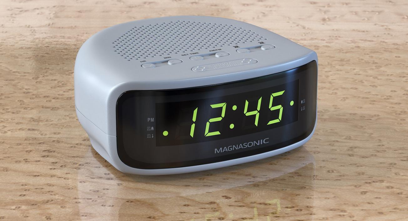 3D Magnasonic Digital Clock Radio White