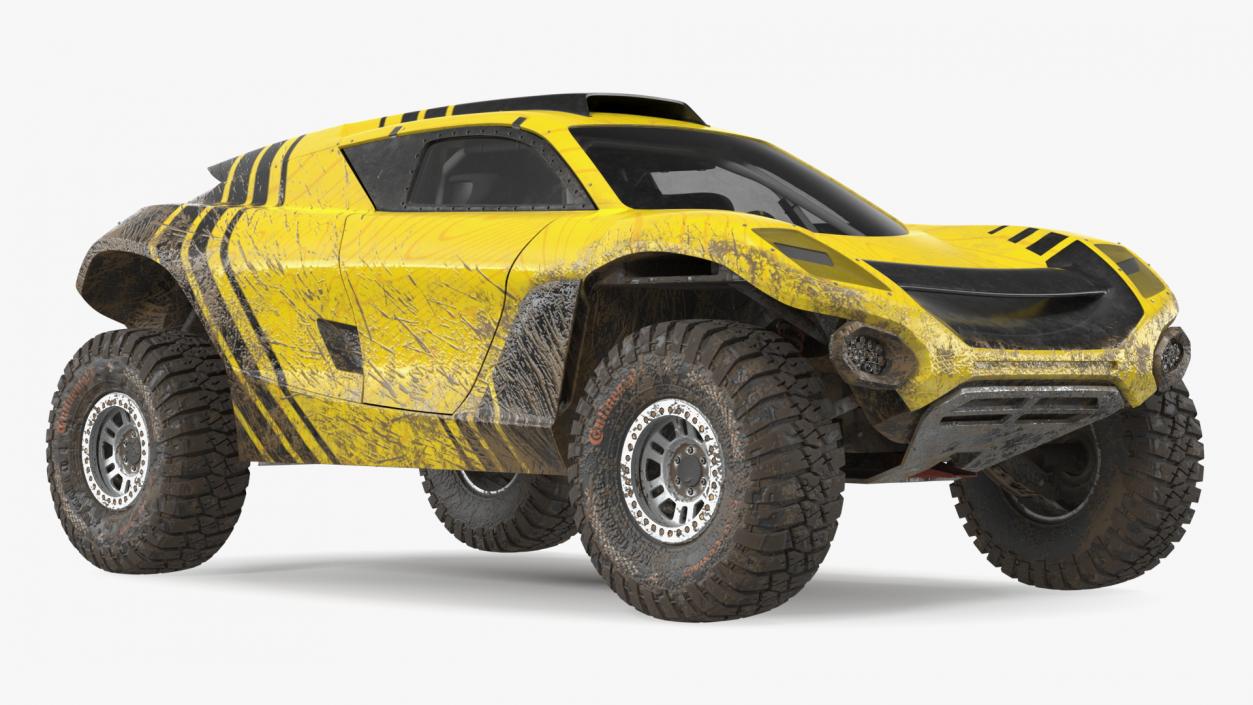 3D Extreme E Car Racing Electric SUV Dirty Rigged