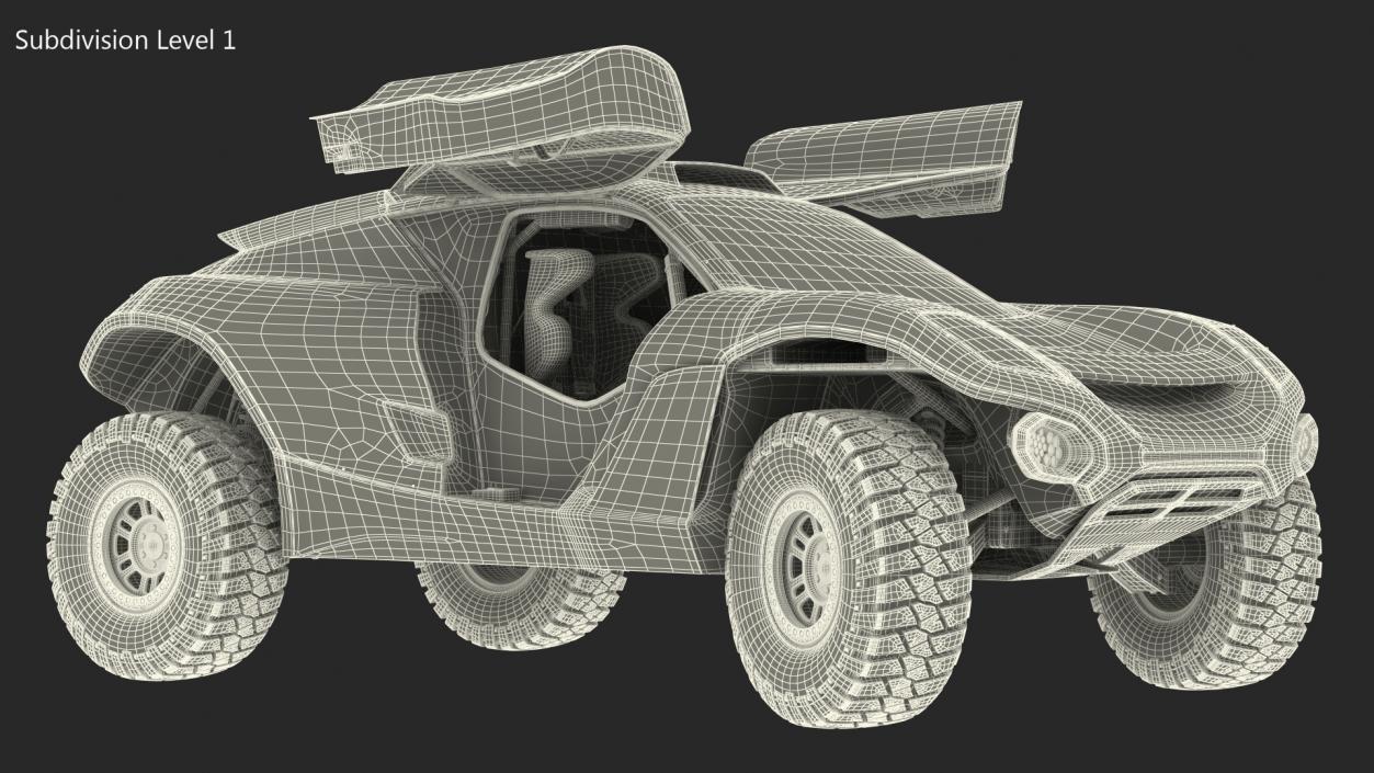 3D model Extreme E Car Racing Electric SUV Dirty Rigged for Cinema 4D