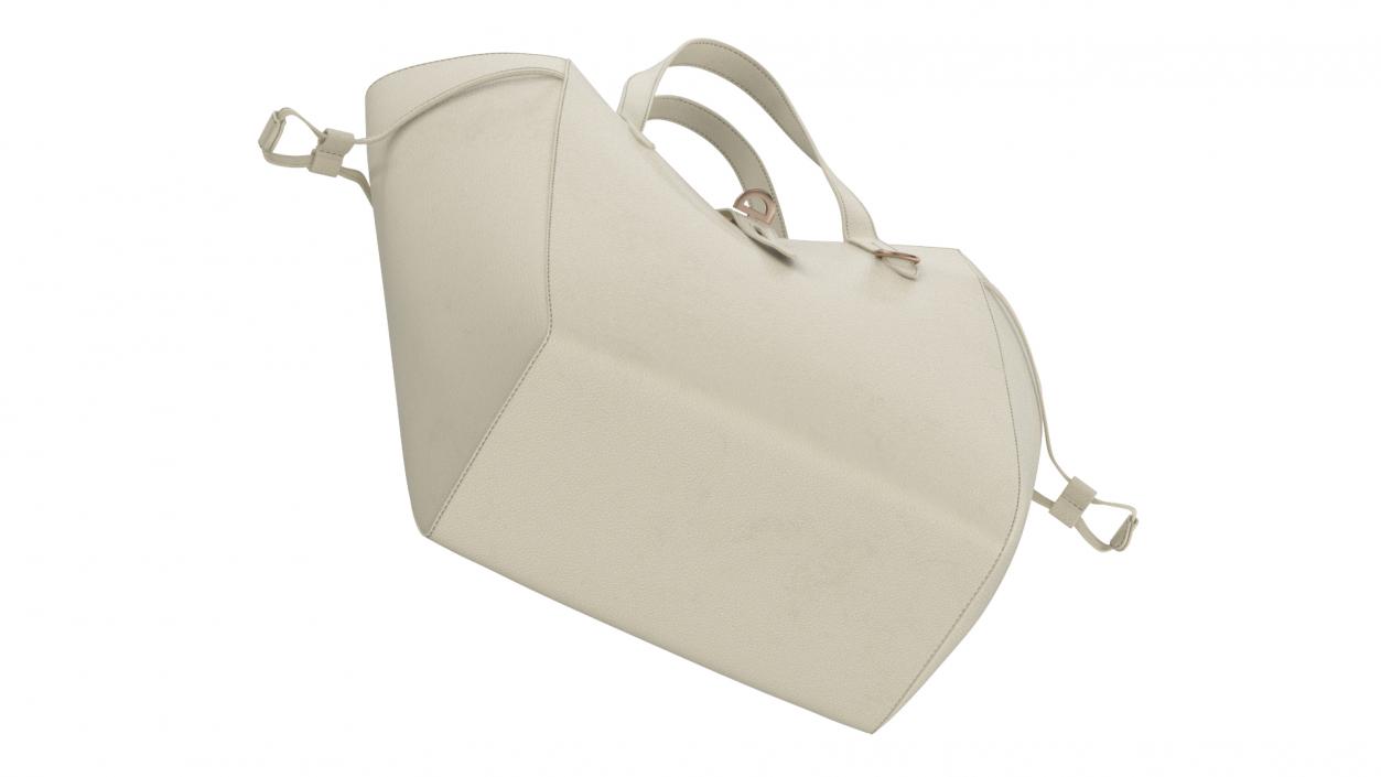 3D model Leather Shopper Tote Bag Beige