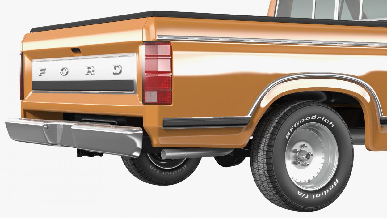 Ford F Series Ranger 1980 Pickup Truck Orange Rigged 3D