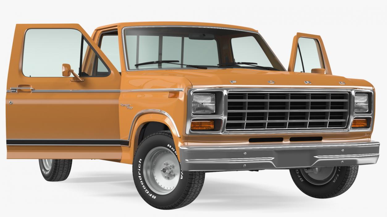 Ford F Series Ranger 1980 Pickup Truck Orange Rigged 3D