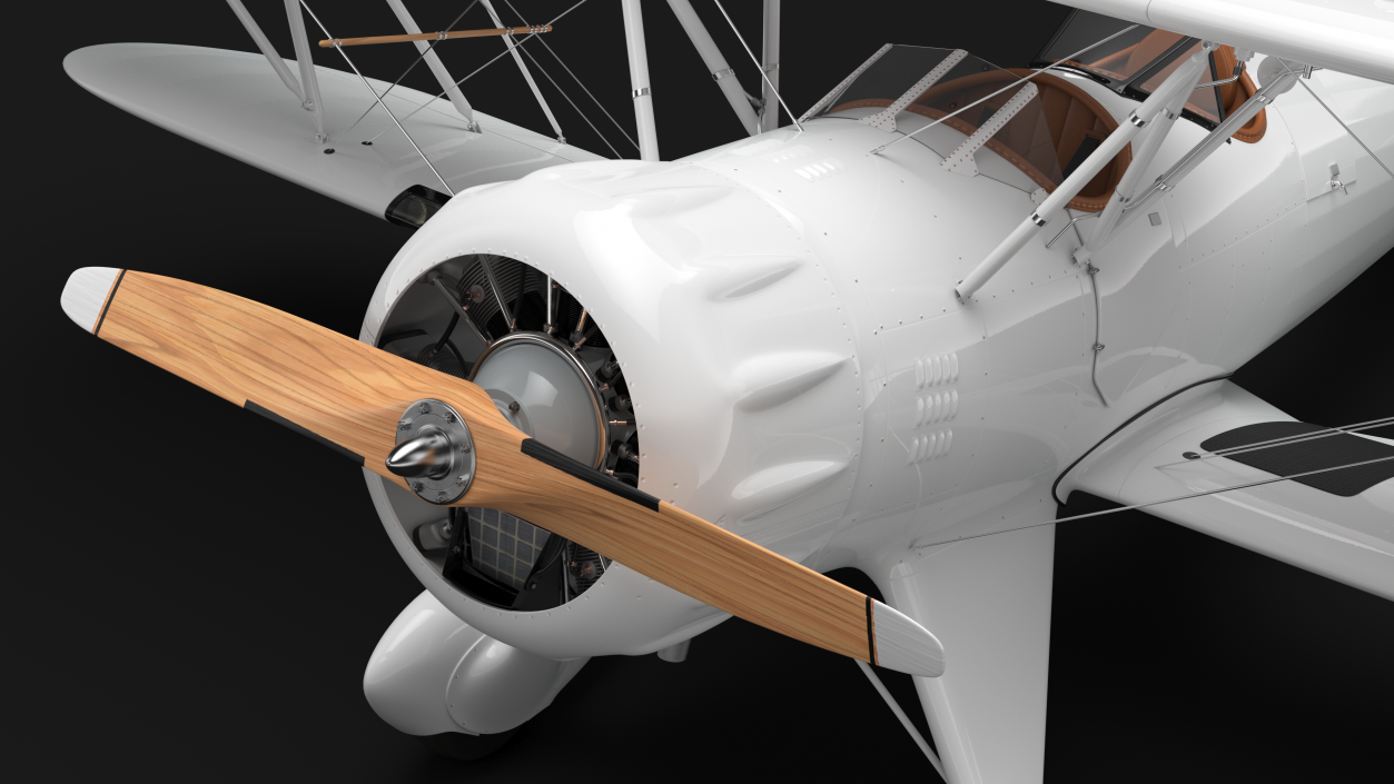 Coastal Biplane YMF-5 White Rigged 3D model