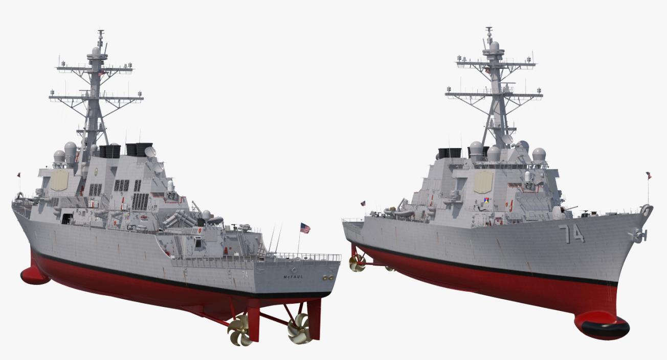 Arleigh Burke Destroyer McFaul DDG-74 Rigged 3D model
