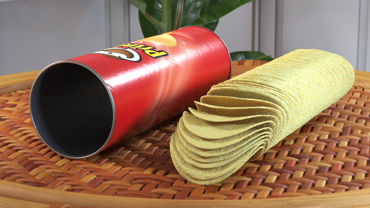 3D model Opened Tube of Pringles Original Potato Chips