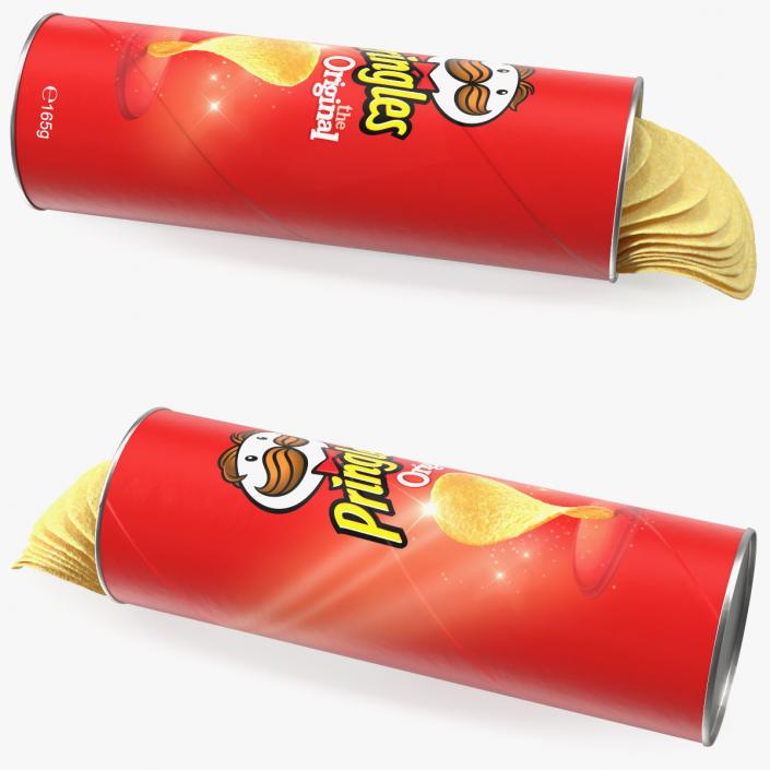 3D model Opened Tube of Pringles Original Potato Chips
