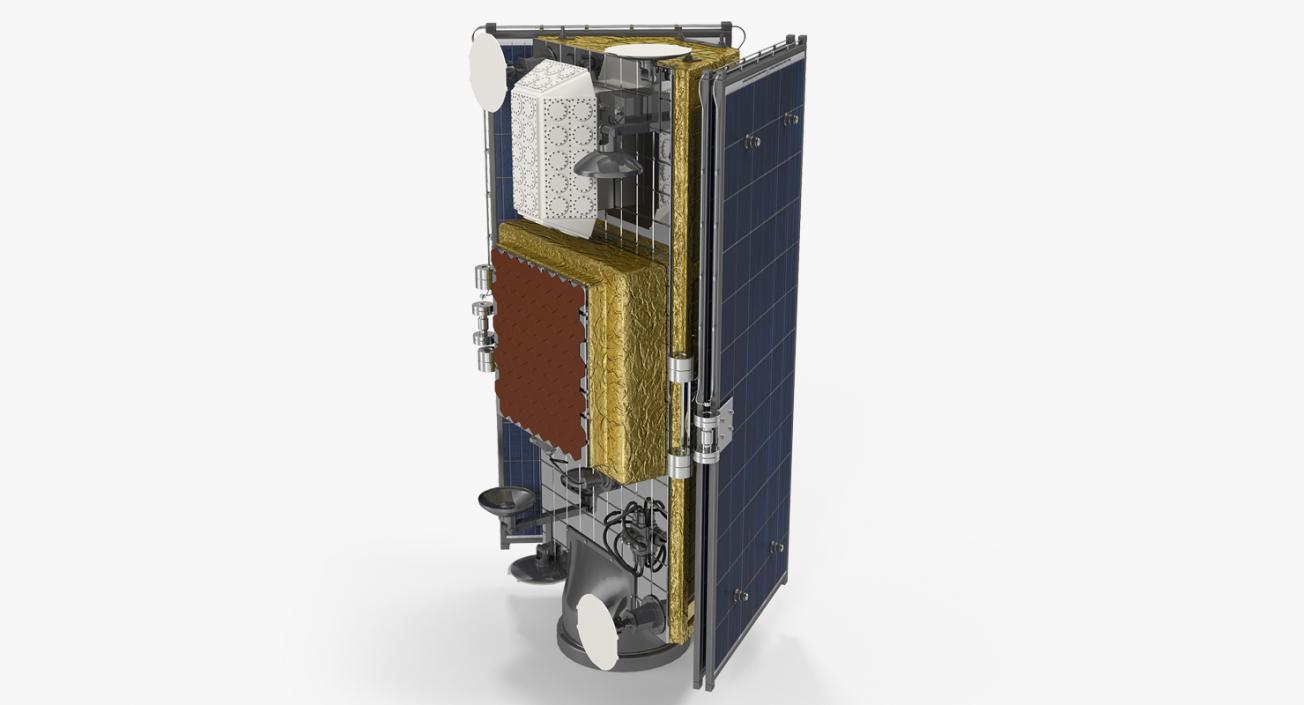 Satellite with Collapsed Solar Panels 3D