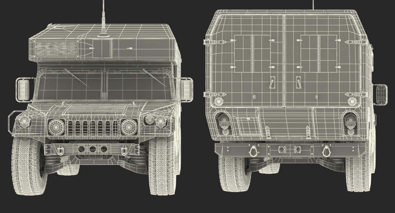 3D model Ambulance Military Car HMMWV m997 Rigged Camo