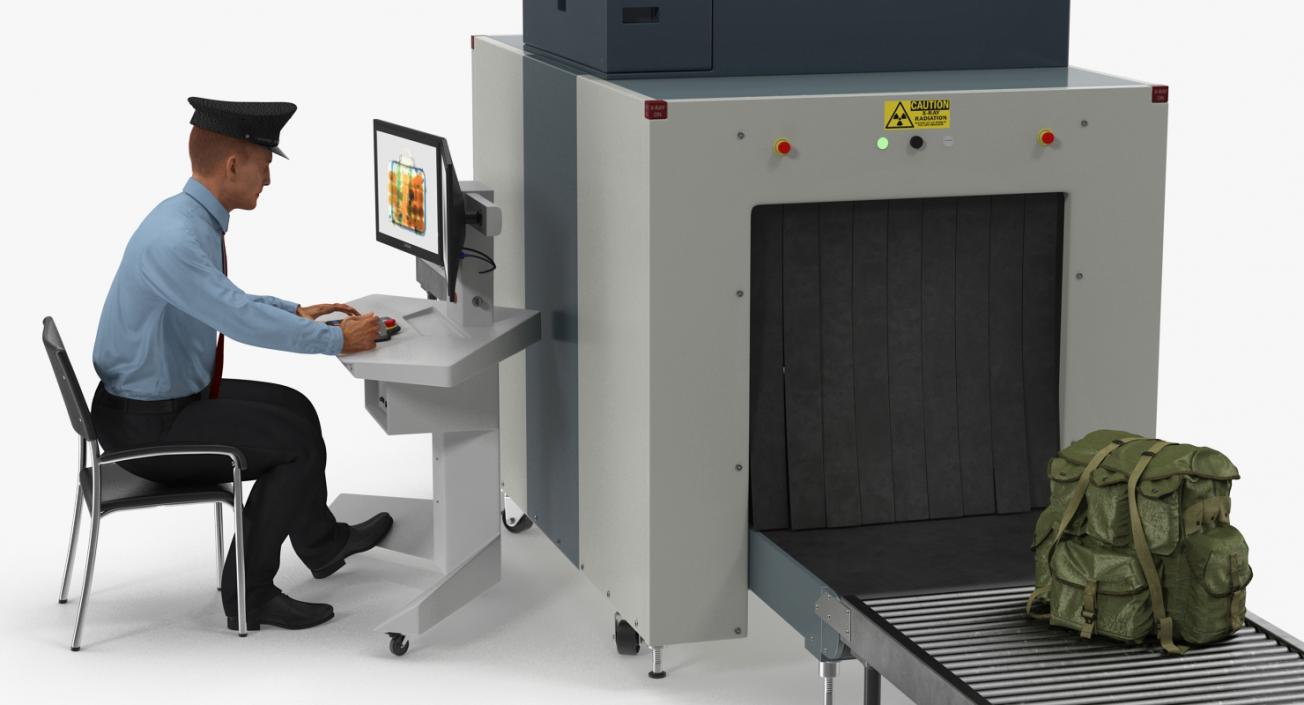 3D Airport Security Officer Xray Baggage Scanning
