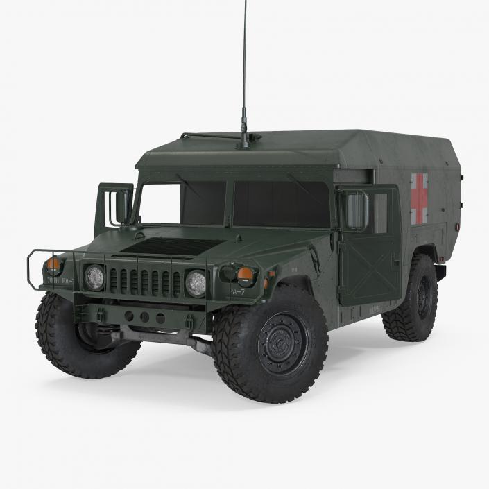 3D model Ambulance Military Car HMMWV m996 Rigged