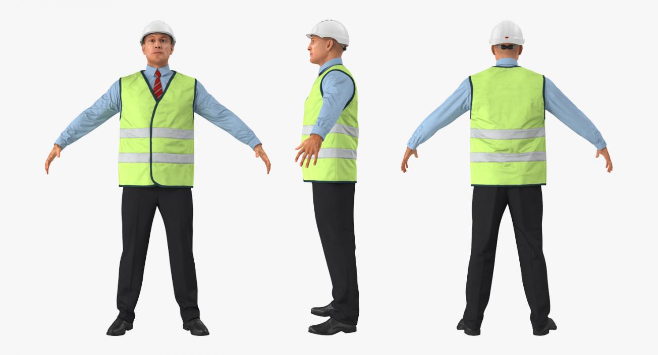 3D Construction Architect in Yellow Safety Jacket