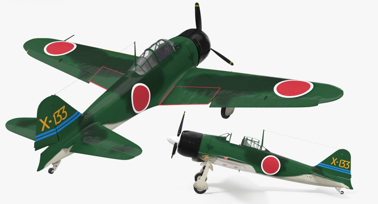 Fighter Aircraft A6M Zero Japanese Navy WWII 3D model