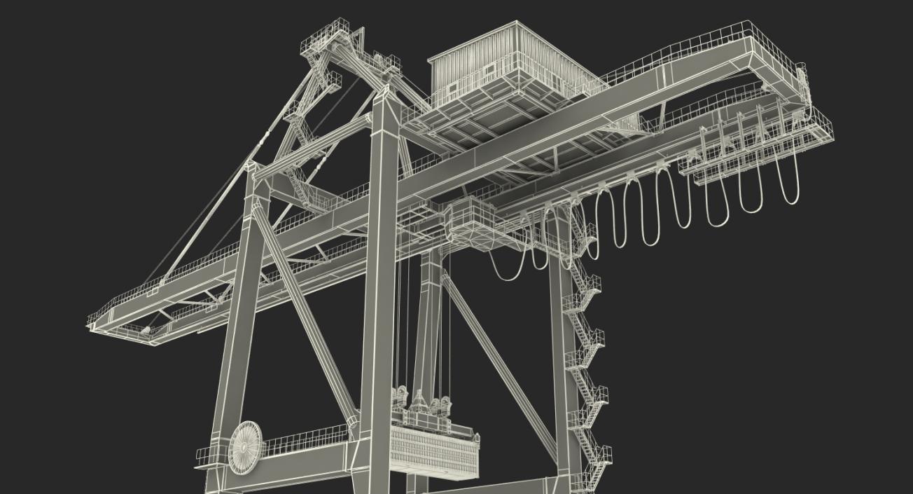 Quayside Container Crane with Container 3D model