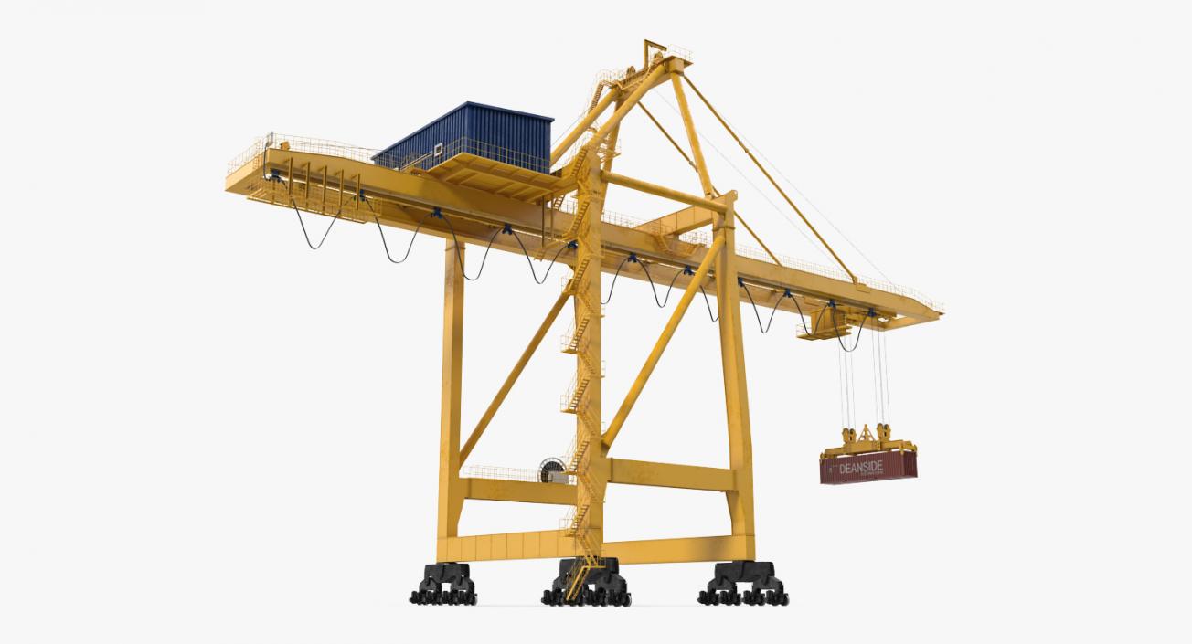 Quayside Container Crane with Container 3D model