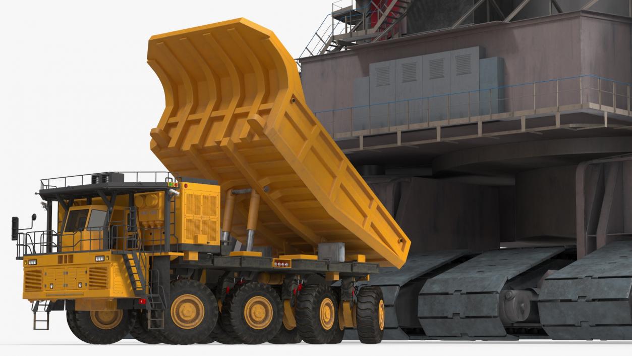 3D model Mining Multi Bucket Wheel Excavator with Mining Truck Rigged