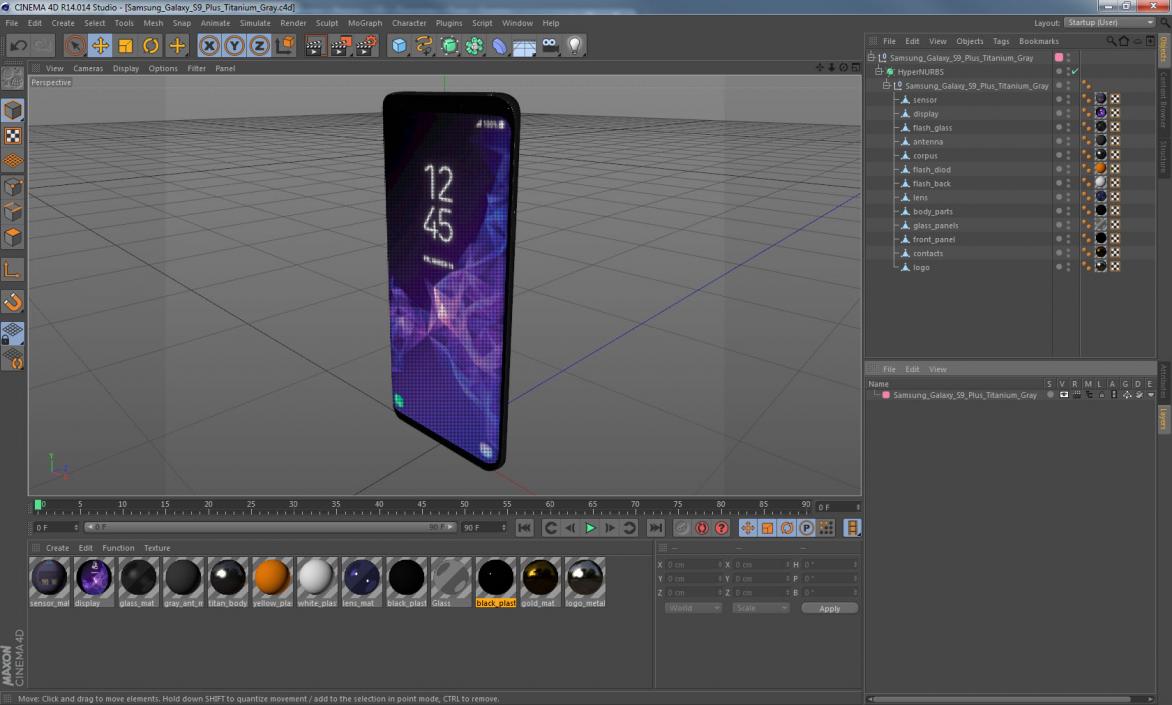 3D Samsung Galaxy S9 Plus Titanium Gray