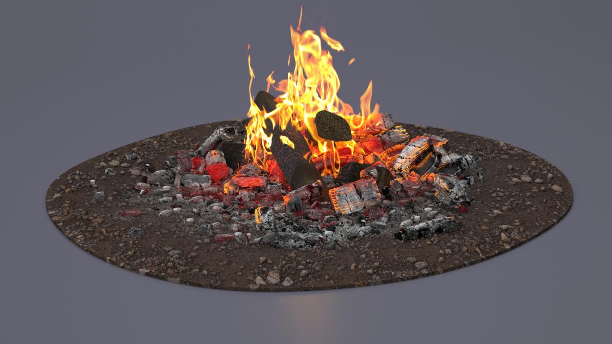3D Bonfire Burning with Fire Ashes