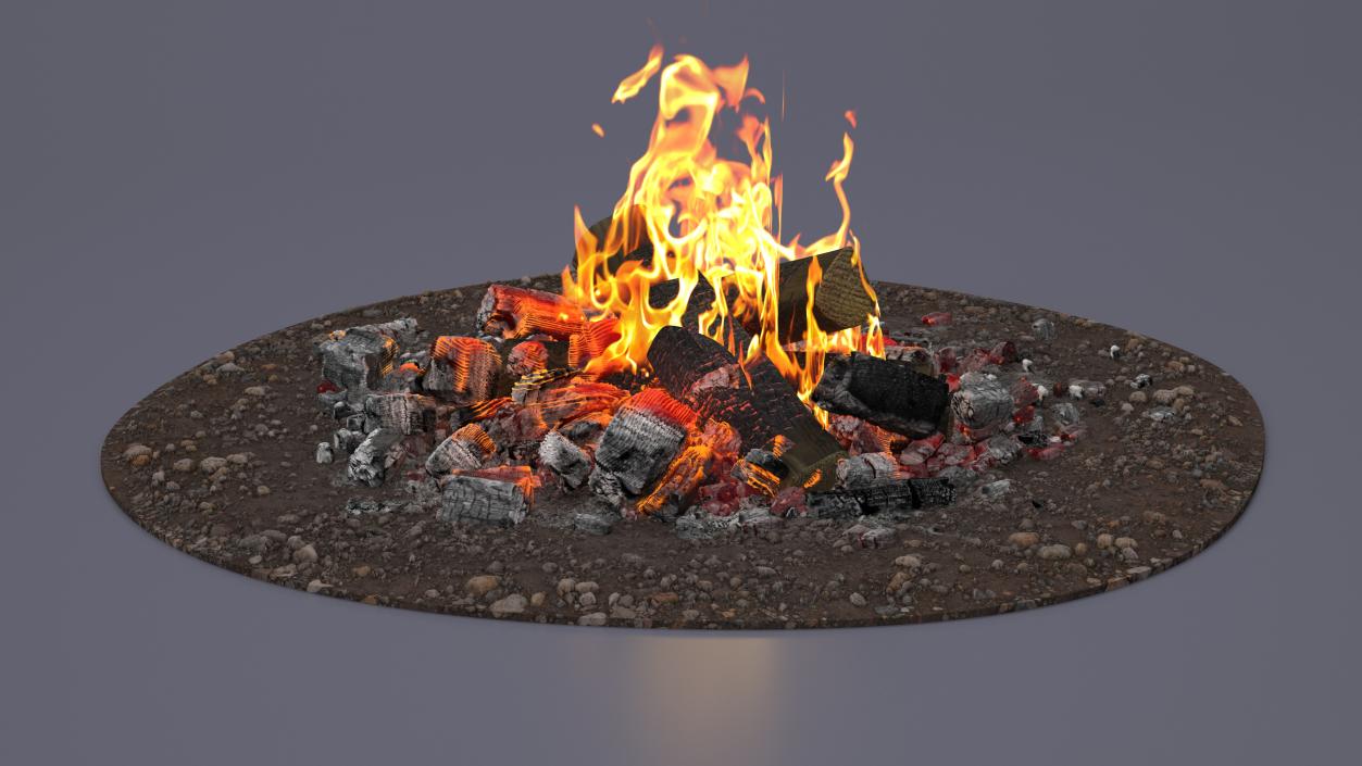 3D Bonfire Burning with Fire Ashes