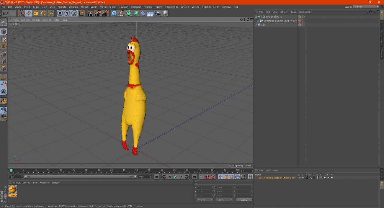 3D Screaming Rubber Chicken Toy model