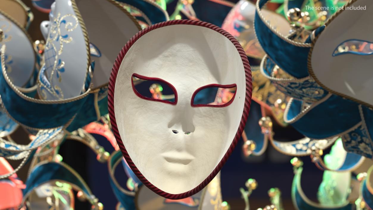 Red Full Face Carnival Mask 3D