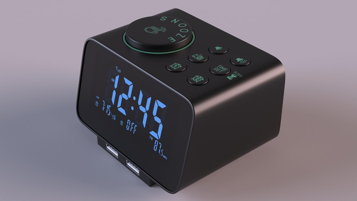 3D Dual Digital Alarm Clock Radio Plastic model