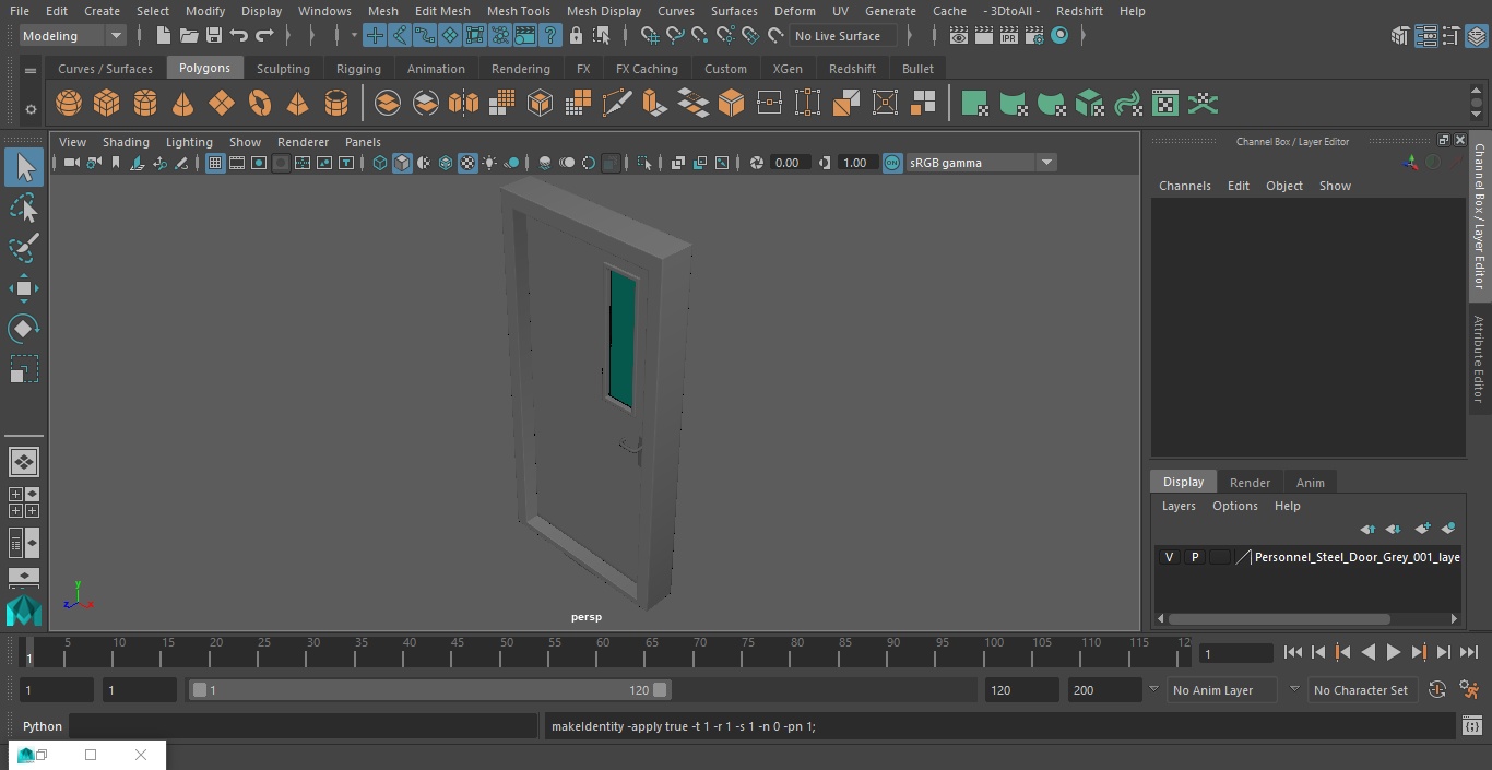 3D model Personnel Steel Door Grey