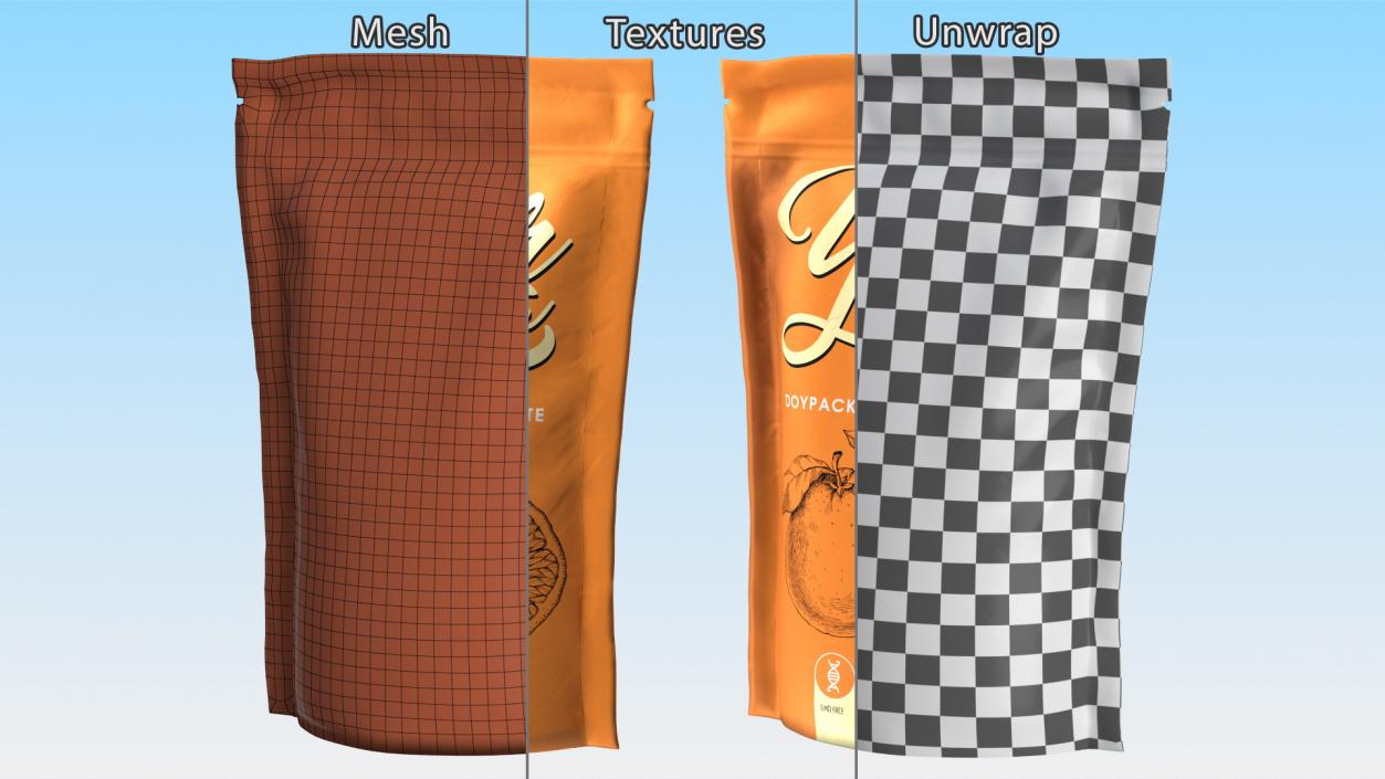 Doy Pack With Zipper Mockup Orange 3D model