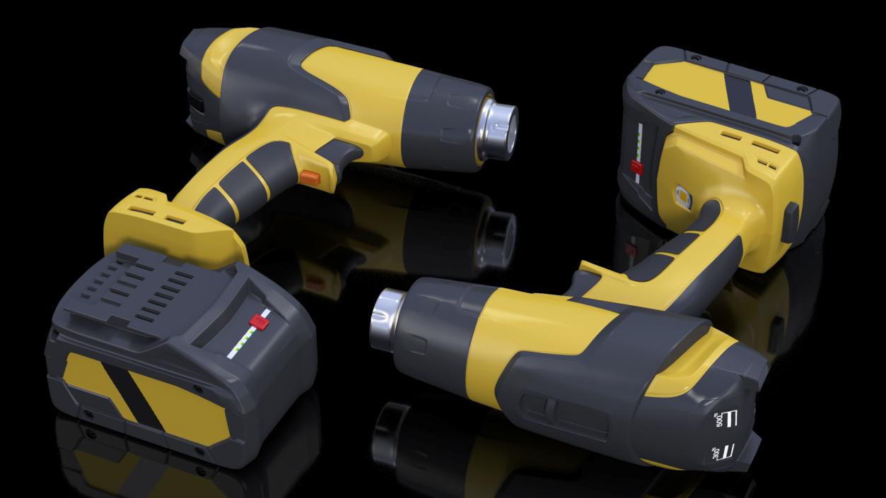 Yellow Heat Gun Cordless 3D model