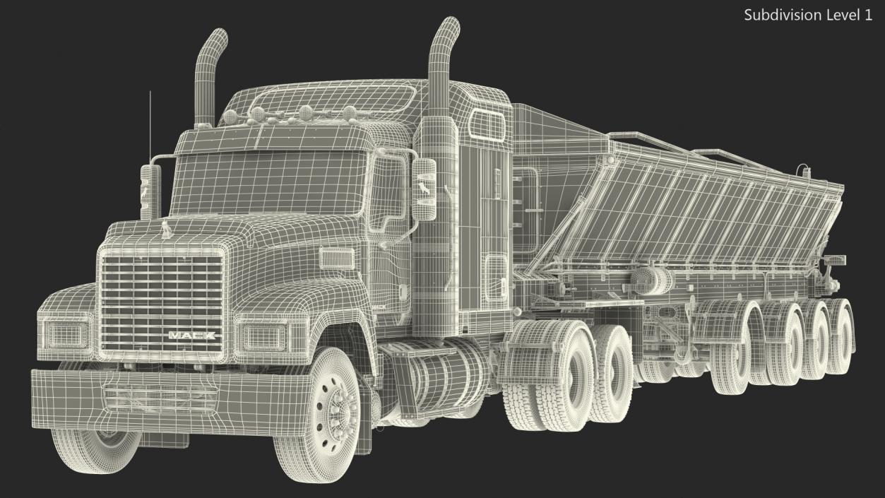 3D Truck Mack CHU613 With Trailer ABS LRC model