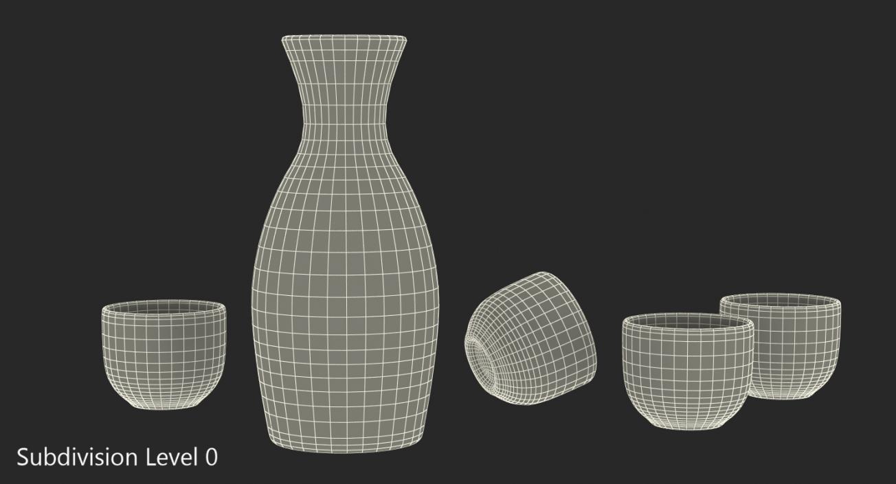 5 Piece Ceramic Sake Set 3D model