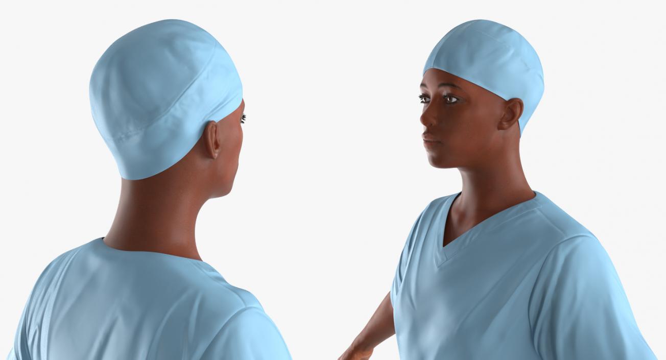 3D Afro American Nurse Rigged