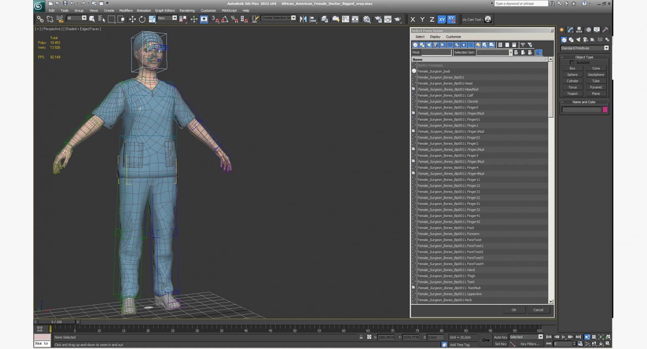 3D Afro American Nurse Rigged