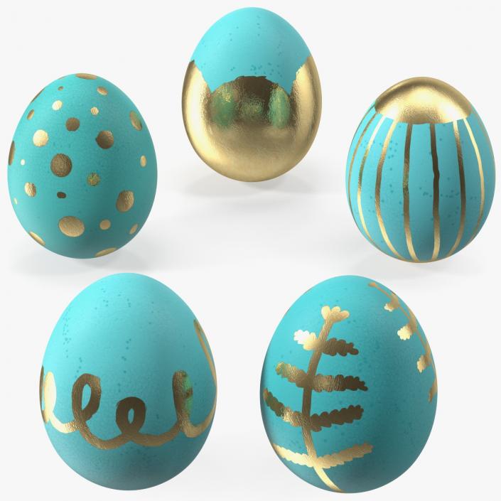 3D Colored Easter Eggs Set model