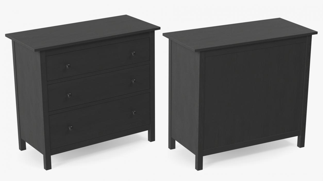 3D Ikea Hemnes 3 Drawer Chest Dark Gray