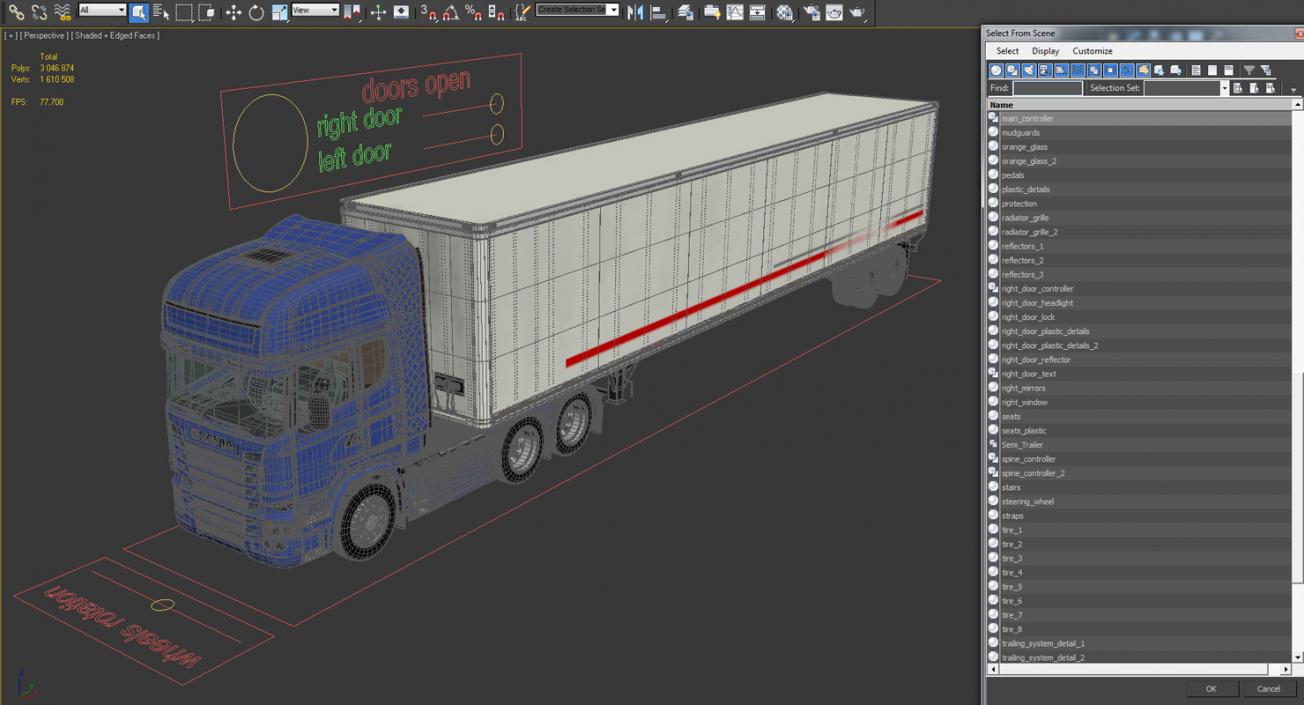 3D Scania Streamline Trailer Truck Rigged model