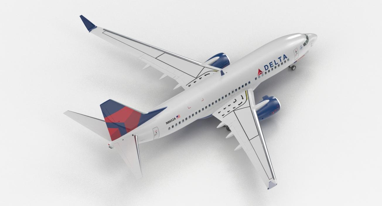 3d Boeing 737 700 With Interior Delta Air Lines Rigged 3d