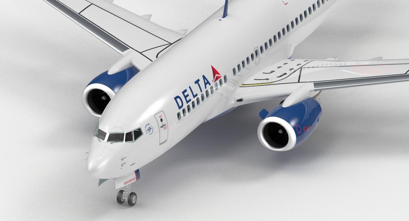 3d Boeing 737 700 With Interior Delta Air Lines Rigged 3d