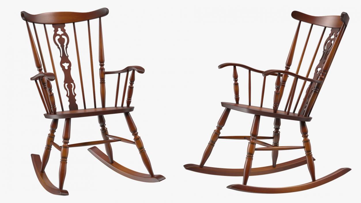3D Vintage Wooden Rocking Chair model