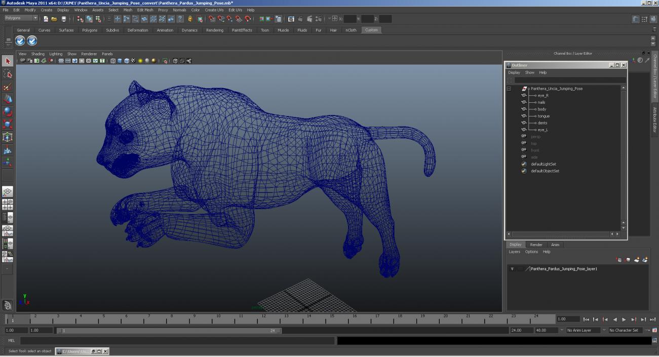 3D Panthera Pardus Jumping Pose model