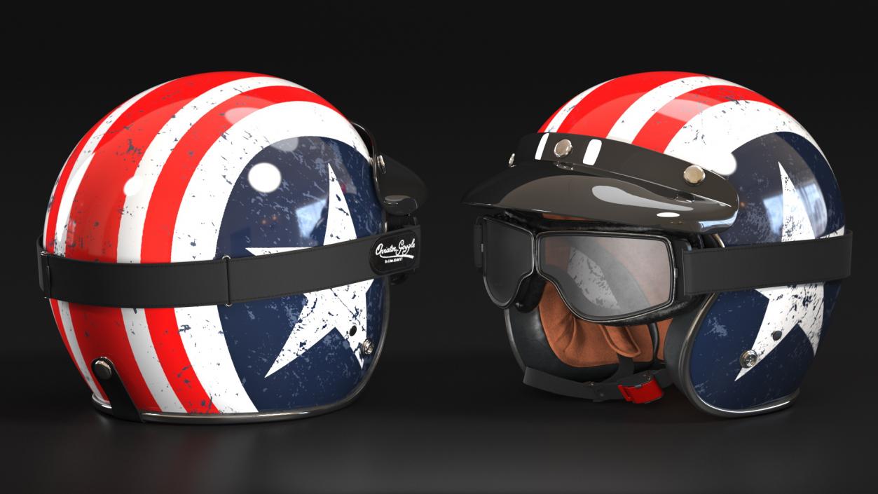 3D TORC Motorcycle Helmet Rebel Star with Goggles