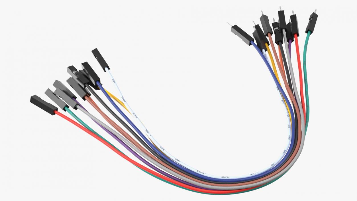Jumper Wires Bented Multicolored 3D