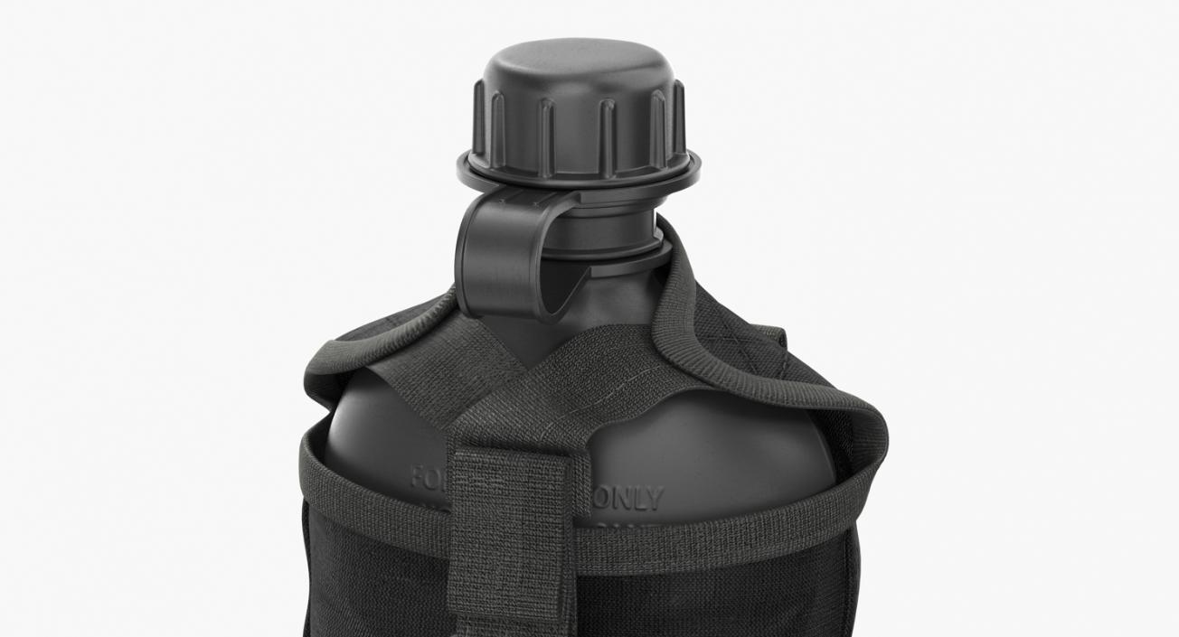 3D model Water Bottle Canteen with Military Pouch
