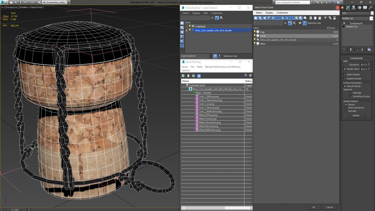 Wine Cork Upright with Wire Muzzle 3D model
